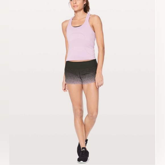 Lululemon Speed Up Short 2.5” Ombre Speckle Stop Print Vintage Pink Black Size 4 - Picture 3 of 8